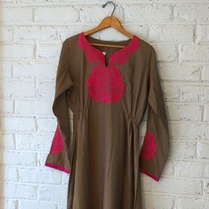 Long Embroidered Kaftan Dress